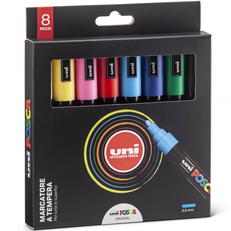 Acquista marker uni posca pm-5 colore nero - conf. 6 pz online su FLY-TECH