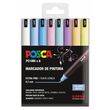 MARKER UNI POSCA PC-1MR COL.PASTELLO 8PZ