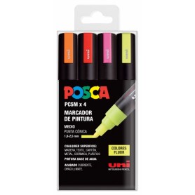 MARKER UNI POSCA PC-5M COLORI FLUO 4PZ.