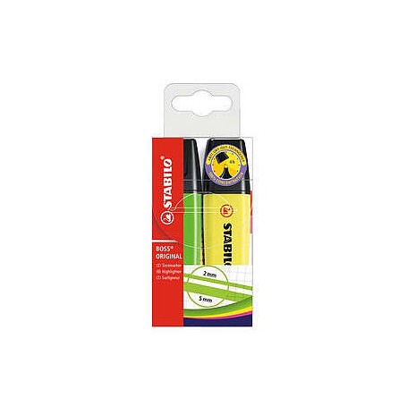 EVIDENZIATORE 2PZ STABILO GIALLO+VERDE